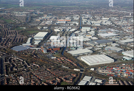 Vue aérienne de Trafford Park Industrial Estates, Manchester Banque D'Images