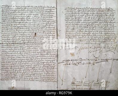 CARLOS I (V DE ALEMANIA) REY DE ESPAÑA. 1500-1585 ' PERDON CONCEDIDO POR CARLOS I A LOS COMUNEROS DE TOLEDO '. MANUSCRITO AYUNTAMIENTO DE TOLÈDE. Banque D'Images