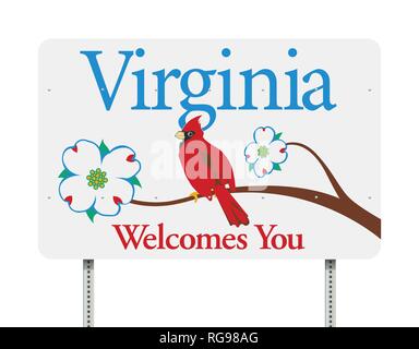 Vector illustration de la Virginia vous accueille road sign Illustration de Vecteur