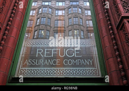 Fenêtre à Refuge assurance Company Siège social, Oxford Road, Manchester, North West England, UK, Banque D'Images
