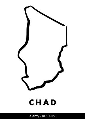 Tchad - contour map simple simplifié lisse forme pays site vecteur. Illustration de Vecteur