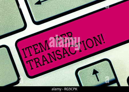 Signe texte montrant point par transaction. Photo conceptuelle nombre moyen de produits vendus dans chaque transaction client touche clavier Intention de créer comput Banque D'Images