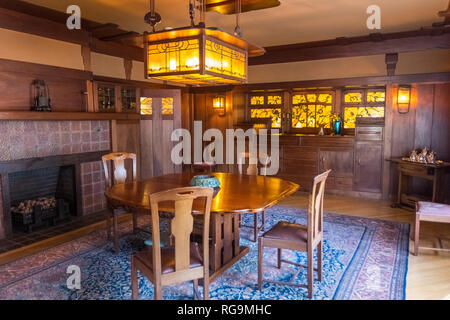 15 mars 2018 Pasadena / CA / USA - vue intérieure d'une des chambres en Gamble House Banque D'Images