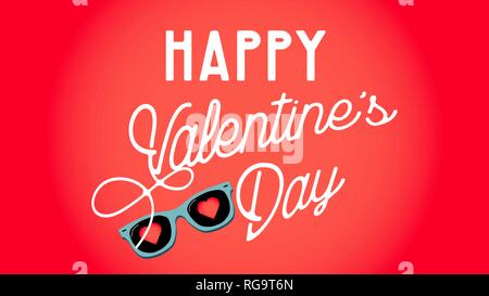 Happy Valentine's Day. Lunettes de soleil avec coeurs. Concept d'amour. Vector illustration. Illustration de Vecteur