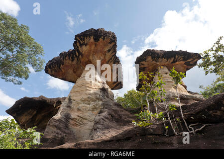 La Thaïlande, Ubon Ratchathani, Parc National de Pha Taem, Rock Formation Sao Chaliang Banque D'Images