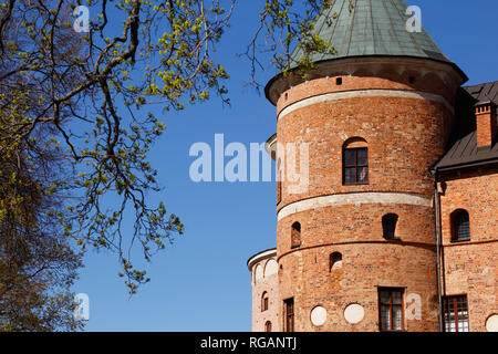 Close-up d'une des tours à la 16e siècle château Gripsholm suédois situé dans la province de Sodermanland. Banque D'Images