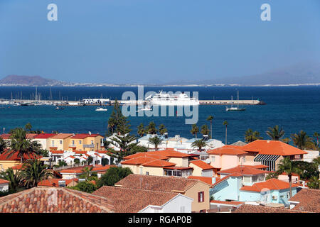 Vue aérienne de Corralejo, Fuerteventura, îles Canaries, Espagne Banque D'Images