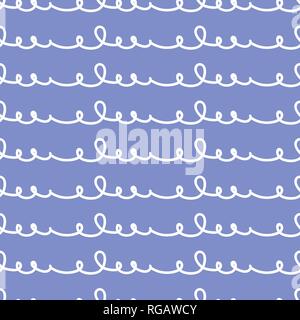 Vector Hand drawn doodle line répéter motif transparent. Gribouillis crayon croquis . Des lignes blanches sur fond bleu. Illustration de Vecteur