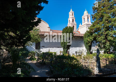 Voir en Mission Dolores à San Francisco du cimetière Banque D'Images