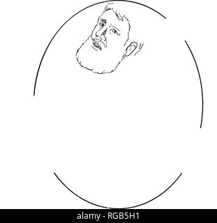 Croquis dessin illustration style de Moïse, un prophète en religions abrahamiques holding les Dix commandements en comprimé et son personnel à l'intérieur set sur ovale Illustration de Vecteur