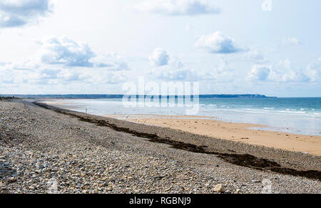 Seascape près de Biville sur la côte de Manche en Normady. Manche, Cotentin, le Cap de la Hague, France Banque D'Images