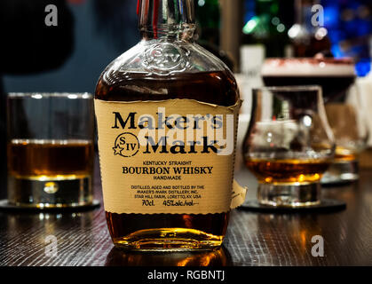 Marque d'origine est un petit-batch Bourbon whisky vu au comptoir du bar Banque D'Images