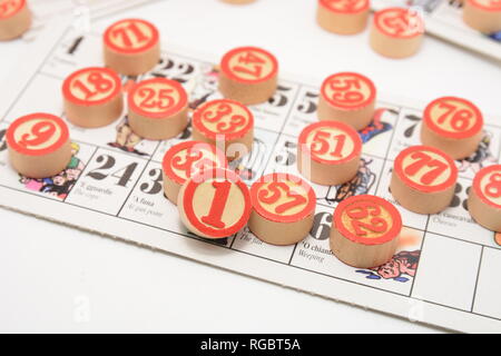 Jeu de bingo avec italienne tombola nombre et les cartes Banque D'Images