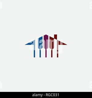 Maison de l'école de musique de piano logo icône Illustration de Vecteur