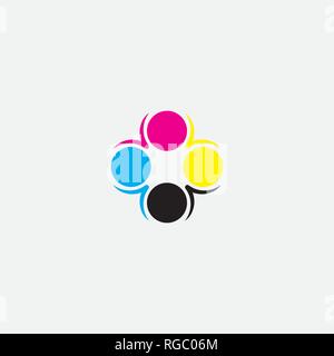 Marque d'impression CMJN design logo icône symbole Illustration de Vecteur