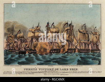 Perry's Victory sur le lac Érié. Technique : lithographie colorée à la main. Musée : National Gallery of Art, Washington DC. Auteur : Napoléon Sarony. Banque D'Images