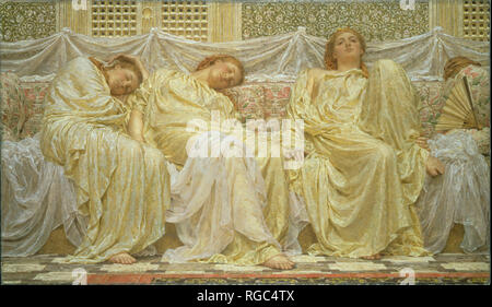 Des rêveurs. Date/Période : De 1850 jusqu'à 1882. La peinture. Huile sur toile. Hauteur : 70 cm (27,5 in) ; Largeur : 121 cm (47,6 in). Auteur : Albert Joseph Moore. Banque D'Images