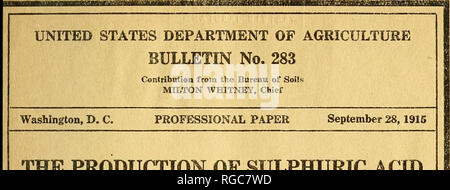 . Bulletin du Ministère de l'Agriculture des États-Unis. L'agriculture ; l'Agriculture. La production d'ACIDE SULFURIQUE ET UNE PROPOSITION DE NOUVELLE MÉTHODE DE FABRICATION PAR WILLIAM H. WAGGAMAN, scientifique dans les enquêtes d'engrais matières Introduction Méthodes de fabrication d'une mesure de l'efficacité de l'usine . Page 1 Pago Nouvelle Modification de processus de chambre . 9 Considérations d'Usine 13 Annexe 15. Veuillez noter que ces images sont extraites de la page numérisée des images qui peuvent avoir été retouchées numériquement pour plus de lisibilité - coloration et l'aspect de ces illustrations ne peut pas parfaitement ressembler à l'original Banque D'Images