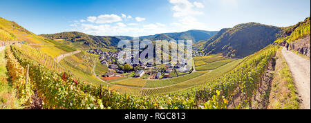 Allemagne, Rhénanie-Palatinat, vallée de l'Ahr, Maischoss, vue depuis le sentier de randonnée du vin rouge, panorama Banque D'Images