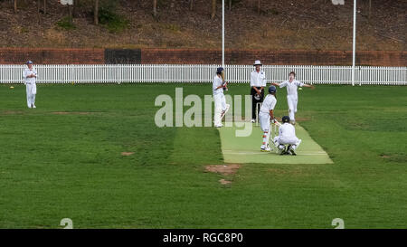 SYDNEY, AUSTRALIE - 30 novembre 2014 : plan large de deux garçons les équipes participant à un match de cricket Banque D'Images