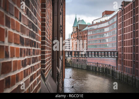 Allemagne, Hambourg, ancien quartier d'entrepôts, Hollaendischbrookfleet Banque D'Images