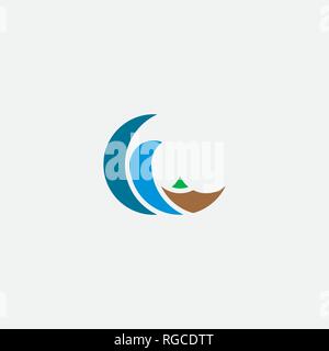 L'eau du tsunami vague symbole vecteur icône logo Illustration de Vecteur