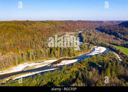 L'Allemagne, la Haute-Bavière, fleuve Isar, réserve naturelle Isarauen, Schaeftlarn Strasslach-Dingharting entre et Banque D'Images