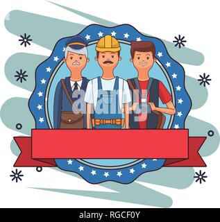 Caricature de la fête du travail Illustration de Vecteur