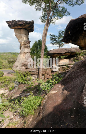 La Thaïlande, Ubon Ratchathani, Parc National de Pha Taem, Rock Formation Sao Chaliang Banque D'Images