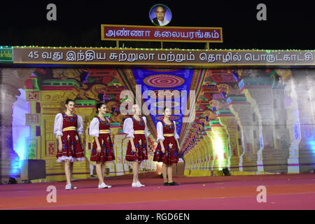 Chennai, Mumbai, Inde - Le 20 janvier 2019 : Les danseurs russes au Salon Banque D'Images