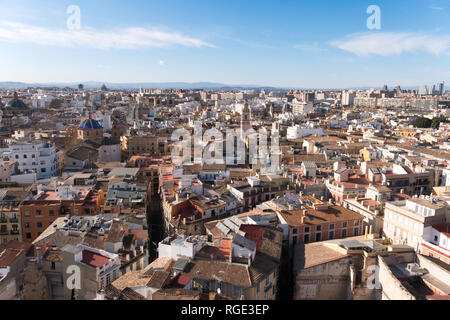 Paysage urbain de Valence vu du haut de la tour de la cathédrale, l'Espagne, l'Europe Banque D'Images