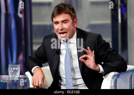 Alessandro Di Battista Rome le 29 janvier 2019. Alessandro Di Battista, le mouvement 5 étoiles apparaît en tant qu'invité sur l'émission Porta a Porta. Foto Samantha Insidefoto Zucchi Banque D'Images