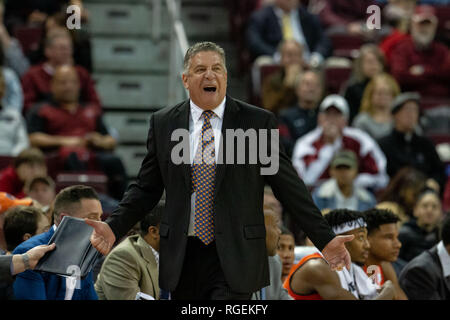 Columbia, SC, États-Unis d'Amérique. 22 janvier, 2019. L'entraîneur-chef des Tigres Auburn Bruce Peral réagit à un appel dans la match de basket-ball de NCAA de Colonial Life Arena de Columbia, SC. (Scott Kinser/Cal Sport Media) Credit : csm/Alamy Live News Banque D'Images