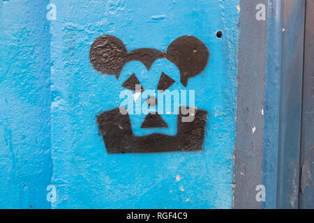 La souris de Mickey comme biohazard graffitis. Banque D'Images