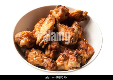 Fried Chiken wings isolé sur fond blanc Banque D'Images