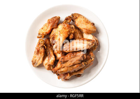 Fried Chiken wings isolé sur fond blanc Banque D'Images