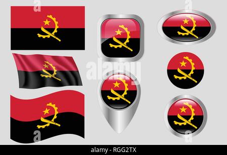 Drapeau de l’Angola Illustration de Vecteur