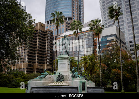 Le gouverneur Phillip Fontaine, la seule grande fontaine de style néo-classique à Sydney créé à la fin du xixe siècle, Royal Botanic Gardens, Sydney, NSW, Austr Banque D'Images