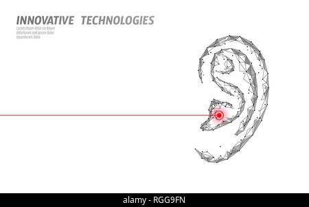 Sourds monde Journée d'audience. Organe de l'oreille humaine poly faible. Ligne polygonale point triangle innovation futuriste centre médical de sensibilisation à la prévention de l'aide Illustration de Vecteur