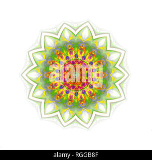 Résumé motif coloré futuriste fractale isolé sur fond blanc. motif kaléidoscope de fantaisie. Banque D'Images