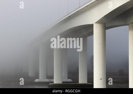 L'un des nouveaux ponts de Porto dans la brume du matin Banque D'Images