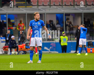 MILAN - NOV 17, 2018 : Ciro immobile 17. Italie - Portugal. Ligue des Nations Unies de l'UEFA. Giuseppe Meazza. Banque D'Images