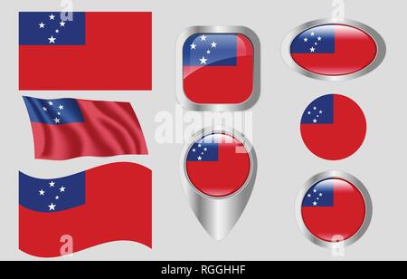 Drapeau des Samoa Illustration de Vecteur