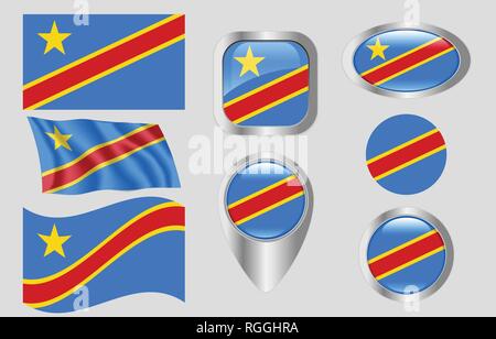 Drapeau de la République démocratique du Congo Illustration de Vecteur