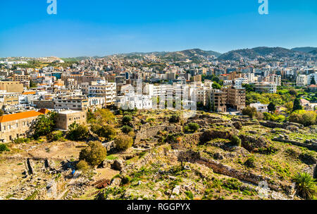 Vue aérienne de la ville de Byblos au Liban Banque D'Images