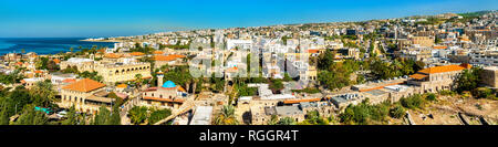 Vue aérienne de la ville de Byblos au Liban Banque D'Images