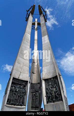 Mémorial pour les travailleurs des chantiers navals de 1970 tombé, Stare Miasto, Gdansk, occidentale, Pologne Banque D'Images