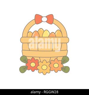 Cute cartoon panier avec des oeufs de Pâques vacances Vector illustration Illustration de Vecteur