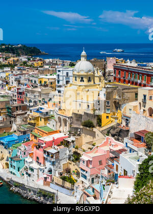 L'Italie, Campanie, Golfe de Naples, Campi Flegrei, île de Procida, Port, Marina di Corricella Banque D'Images