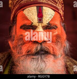 Sadhu, ascétique, saint homme, Pashupatinath, Katmandou, Népal Banque D'Images